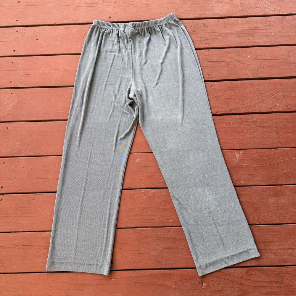 Chico's Travelers Silver Slinky Pants Elasticized Waist Size 2